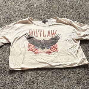 Outlaw Graphic Crop Top - Cream